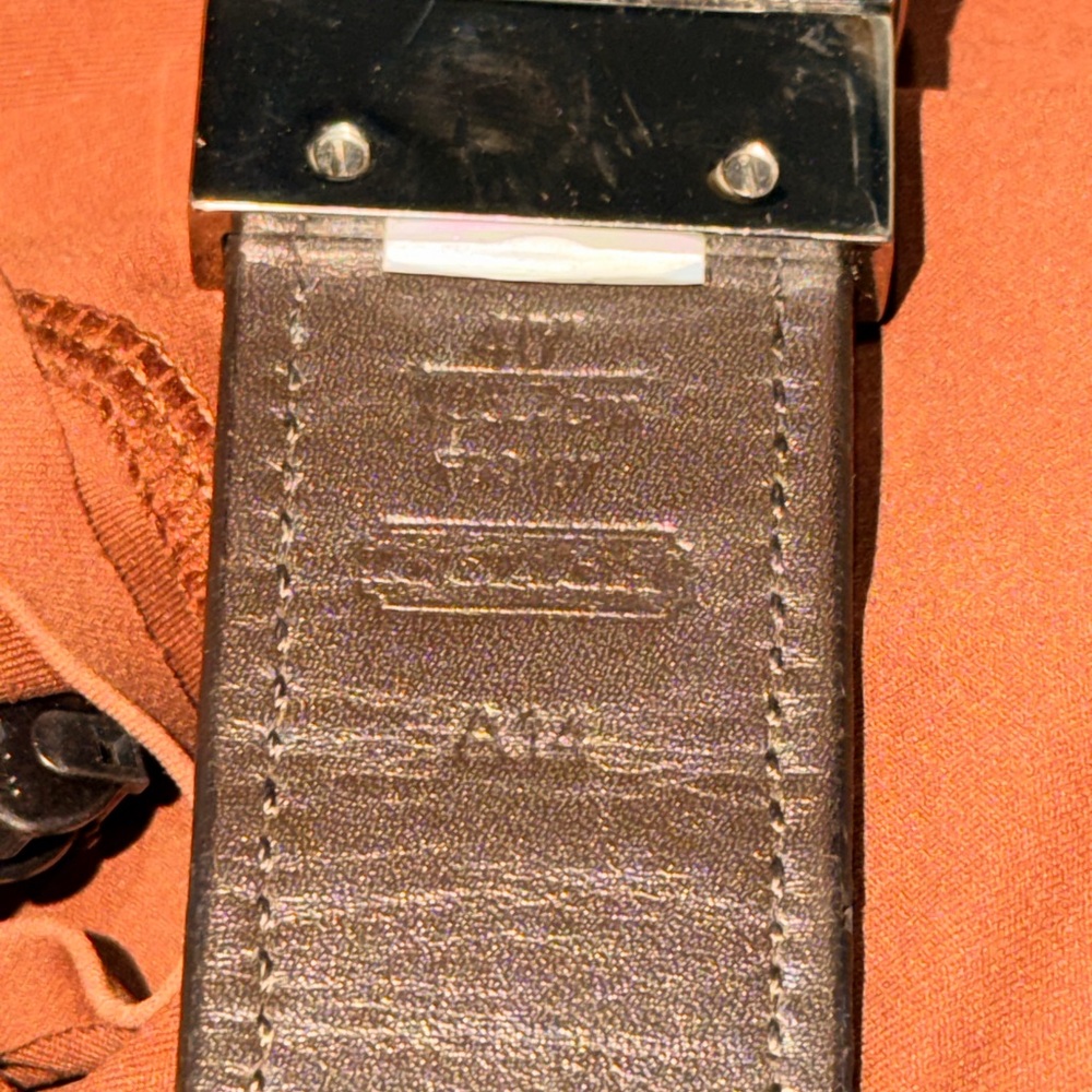 Coach Womens Brown Leather Belt with Signature Monogram and Silver Buckle - Picture 4 of 4